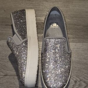 Gianni Bini Silver Glitter Slip-On Sneakers